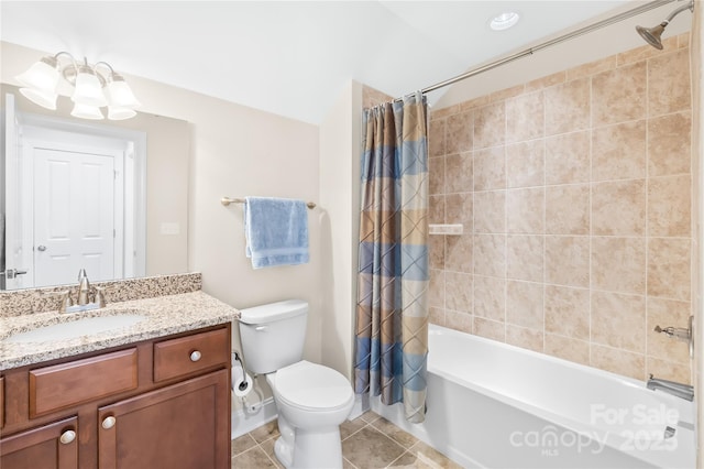 135 Valleymist Ln, Mooresville, NC 28117 - full bathroom featuring vanity, shower / bathtub combination with curtain, and tile patterned floors