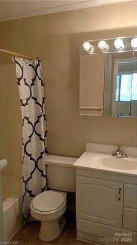 11 Lake Dr Unit B-1, Hendersonville, NC 28739 - bathroom featuring vanity, shower / bath combo with shower curtain, and crown molding