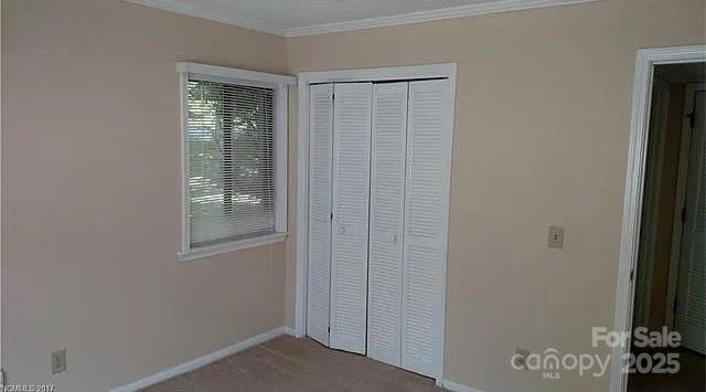 11 Lake Dr Unit B-1, Hendersonville, NC 28739 - unfurnished bedroom with a closet, crown molding, and carpet floors
