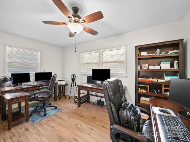 312 Garrison Dr, Albemarle, NC 28001 - office area with ceiling fan and light wood-style floors