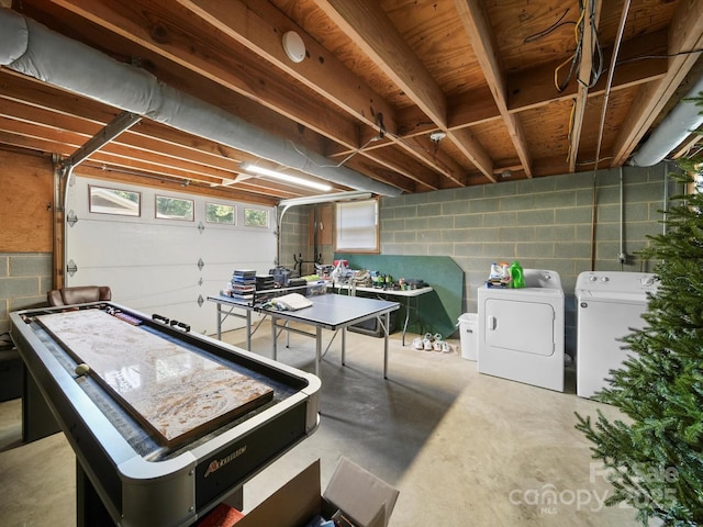 312 Garrison Dr, Albemarle, NC 28001 - garage with separate washer and dryer and concrete block wall
