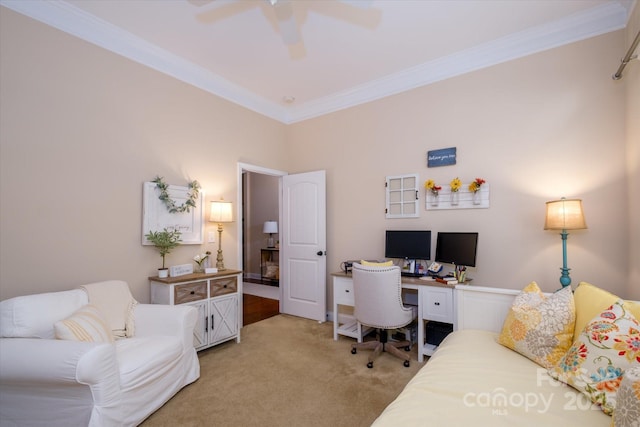 9122 Carneros Creek Rd Unit 25, Charlotte, NC 28214 - office space with ornamental molding, light colored carpet, and a ceiling fan