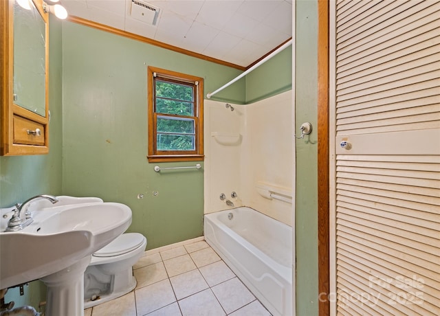 3575 Dellwood Rd, Waynesville, NC 28786 - bathroom featuring crown molding, tile patterned flooring, and shower / bath combination