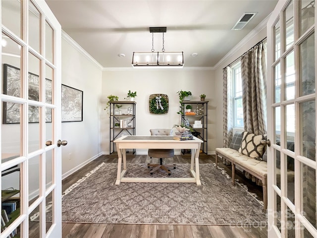 1024 Laggan Ln Unit 255, Indian Trail, NC 28079 - office space featuring french doors, crown molding, and wood finished floors