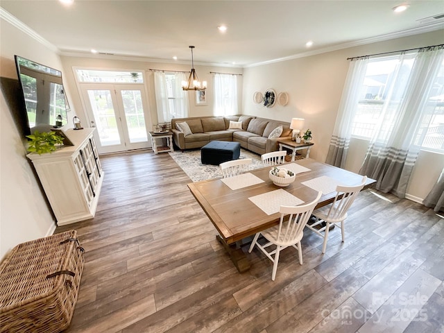 1024 Laggan Ln Unit 255, Indian Trail, NC 28079 - dining space featuring recessed lighting, light wood-type flooring, crown molding, and a chandelier