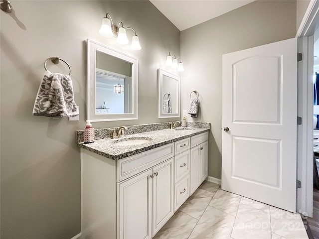 1024 Laggan Ln Unit 255, Indian Trail, NC 28079 - bathroom with double vanity and marble finish flooring