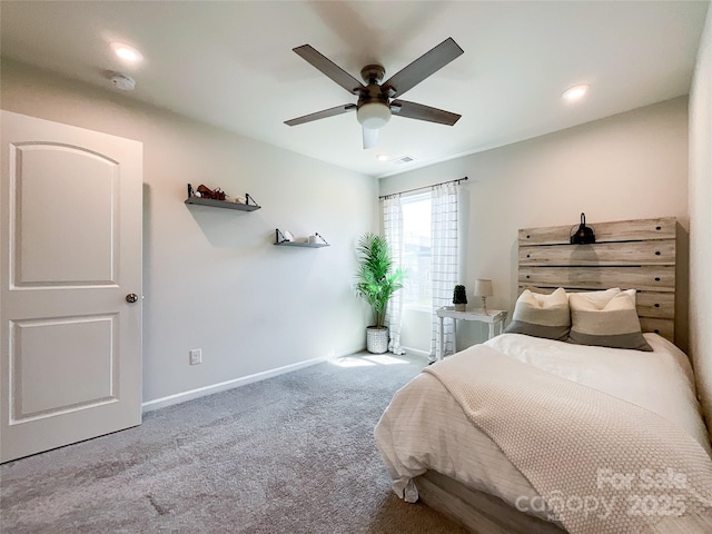 1024 Laggan Ln Unit 255, Indian Trail, NC 28079 - bedroom featuring carpet floors, a ceiling fan, and recessed lighting