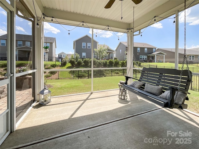 1024 Laggan Ln Unit 255, Indian Trail, NC 28079 - sunroom featuring a residential view and a ceiling fan