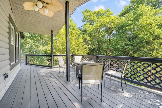 19 Timbers Edge Ln, Fairview, NC 28730 - wooden terrace featuring ceiling fan