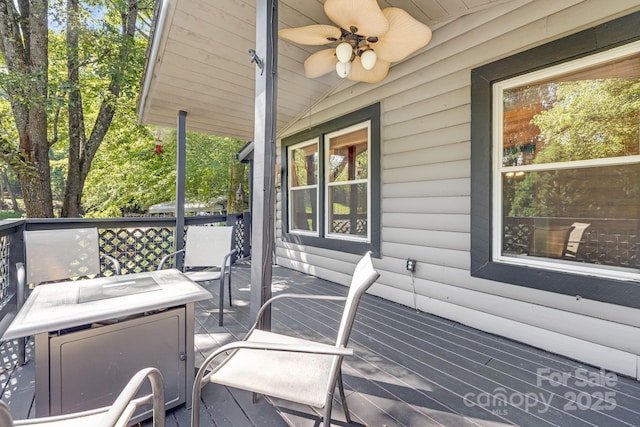 19 Timbers Edge Ln, Fairview, NC 28730 - wooden deck with ceiling fan