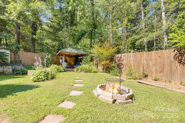 19 Timbers Edge Ln, Fairview, NC 28730 - fenced backyard with a fire pit