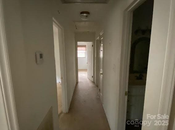 104 Edison St, Kings Mountain, NC 28086 - hallway with light carpet and attic access
