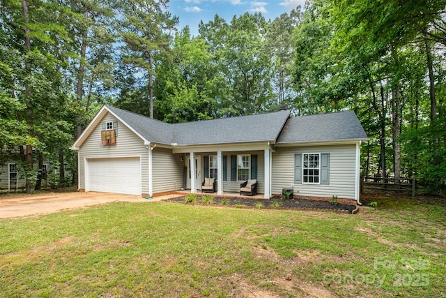 2108 Gambrel Way, Monroe, NC 28112 - single story home featuring a porch, concrete driveway, and a shingled roof