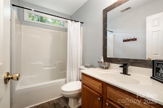 2108 Gambrel Way, Monroe, NC 28112 - full bath with vanity, wood finished floors, and shower / bath combo with shower curtain