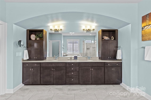 4928 Providence Country Club Dr, Charlotte, NC 28277 - full bathroom with a shower stall and double vanity