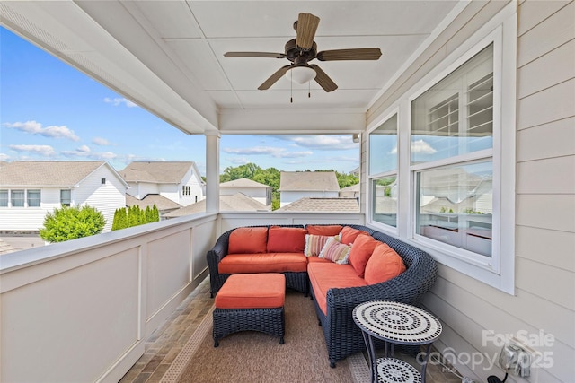 4928 Providence Country Club Dr, Charlotte, NC 28277 - view of patio / terrace with a ceiling fan, an outdoor living space, and a residential view