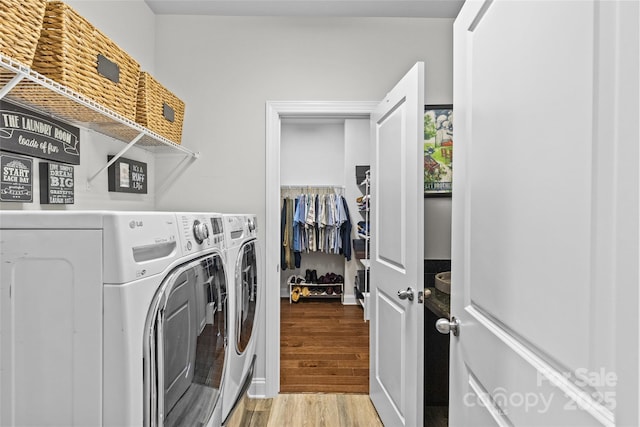 4928 Providence Country Club Dr, Charlotte, NC 28277 - laundry area with separate washer and dryer and light wood-style floors
