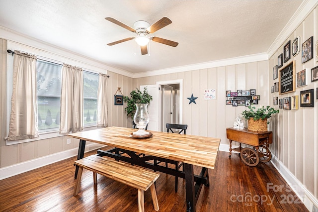 2035 Kool Park Rd NE, Hickory, NC 28601 - dining room featuring wood finished floors, crown molding, and ceiling fan