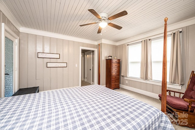 2035 Kool Park Rd NE, Hickory, NC 28601 - bedroom with crown molding, carpet flooring, and a ceiling fan