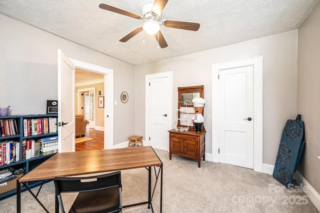 2035 Kool Park Rd NE, Hickory, NC 28601 - office space with ceiling fan, a textured ceiling, and light colored carpet