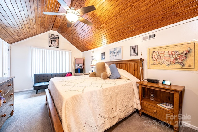 2035 Kool Park Rd NE, Hickory, NC 28601 - carpeted bedroom with wood ceiling, vaulted ceiling, and a ceiling fan
