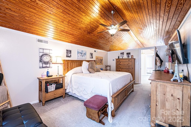 2035 Kool Park Rd NE, Hickory, NC 28601 - bedroom with wooden ceiling, light colored carpet, and a ceiling fan