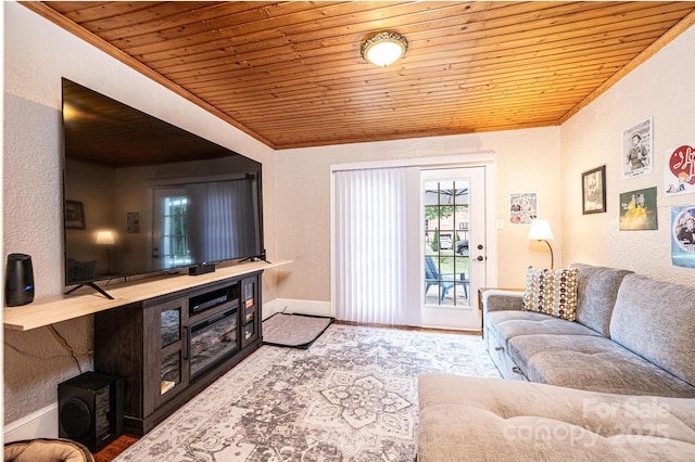 2035 Kool Park Rd NE, Hickory, NC 28601 - living area featuring wooden ceiling, a textured wall, and wood finished floors