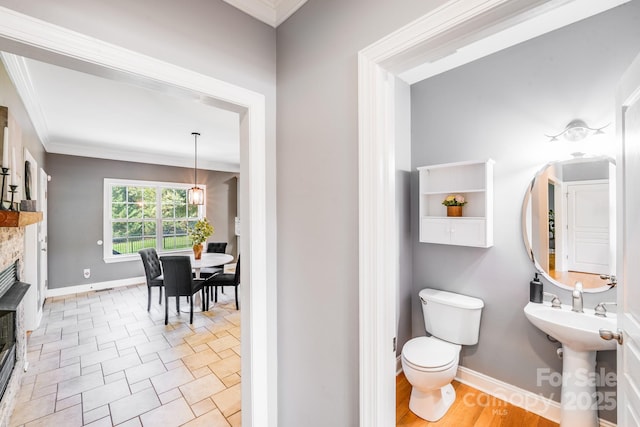 4525 Chestwood Ct, Rock Hill, SC 29732 - bathroom with a fireplace and crown molding
