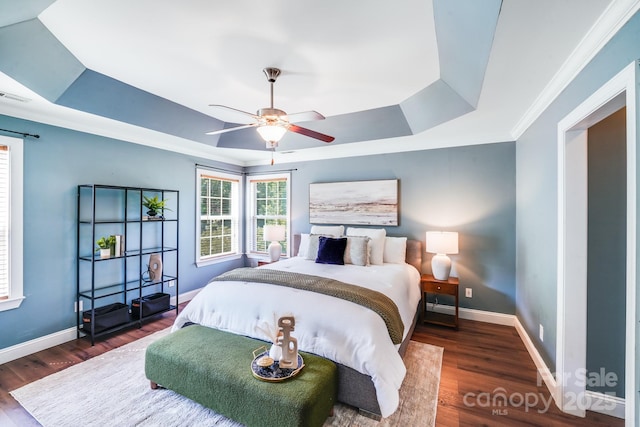 4525 Chestwood Ct, Rock Hill, SC 29732 - bedroom with a raised ceiling, wood finished floors, crown molding, and ceiling fan