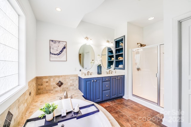 4525 Chestwood Ct, Rock Hill, SC 29732 - bathroom with a shower stall, a bath, and double vanity