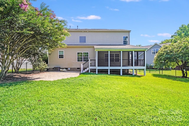 4525 Chestwood Ct, Rock Hill, SC 29732 - back of house featuring a fenced backyard, a sunroom, a patio area, and a shingled roof