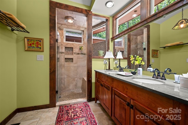 85 Red Bird Rd, Tryon, NC 28782 - bathroom with a shower stall and double vanity