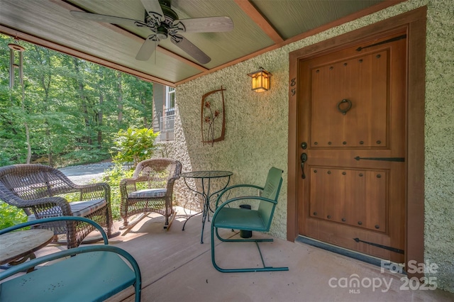85 Red Bird Rd, Tryon, NC 28782 - porch featuring a ceiling fan