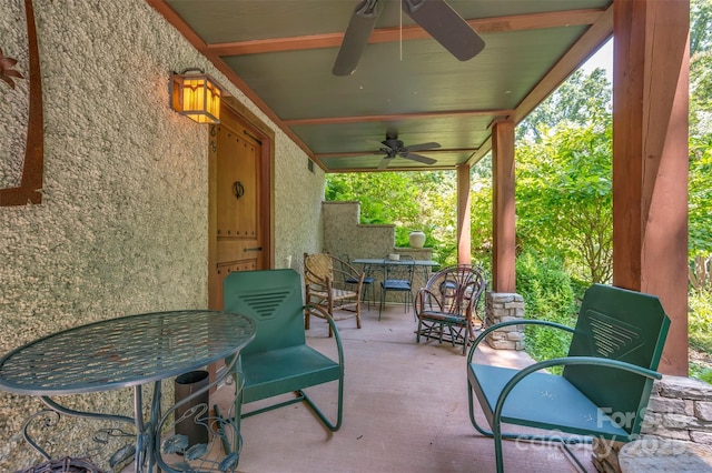 85 Red Bird Rd, Tryon, NC 28782 - view of patio with ceiling fan and outdoor dining area