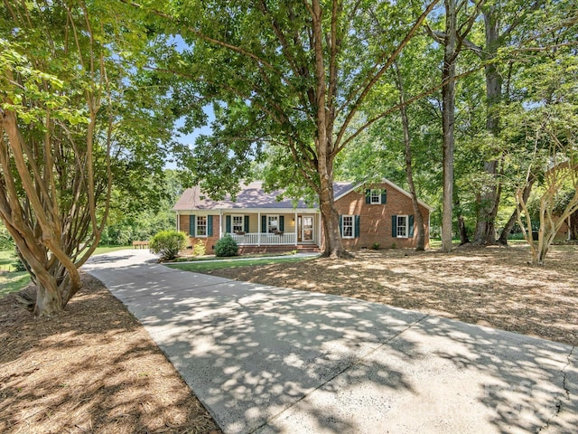 4601 Bournewood Ln, Charlotte, NC 28226 - ranch-style house with a porch, brick siding, and concrete driveway