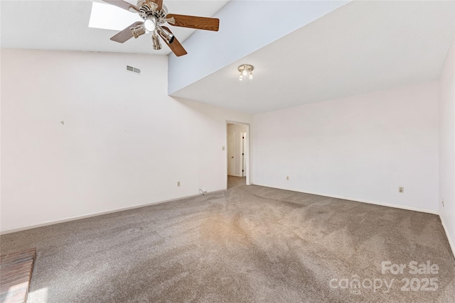 4601 Bournewood Ln, Charlotte, NC 28226 - carpeted empty room with ceiling fan and vaulted ceiling