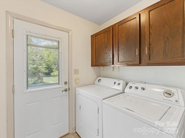 4601 Bournewood Ln, Charlotte, NC 28226 - washroom with cabinet space, independent washer and dryer, and a textured ceiling