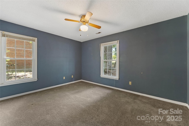 4601 Bournewood Ln, Charlotte, NC 28226 - unfurnished room featuring carpet floors, ceiling fan, and a textured ceiling