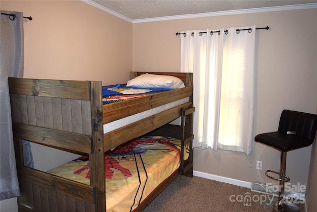 225 Emmett St, Rock Hill, SC 29730 - bedroom with carpet, crown molding, and a textured ceiling