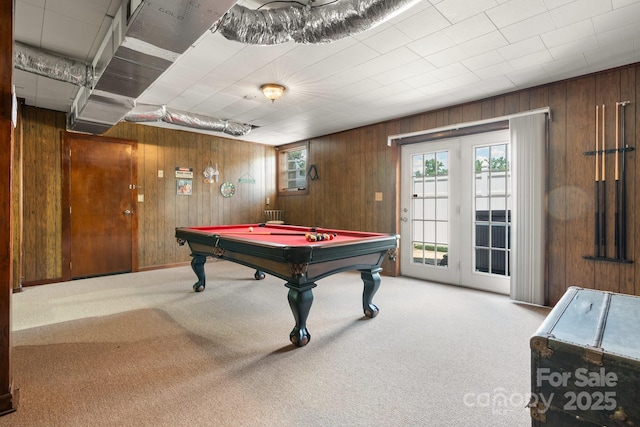 100 Pinecrest Ct, Taylorsville, NC 28681 - playroom with wooden walls, pool table, and carpet