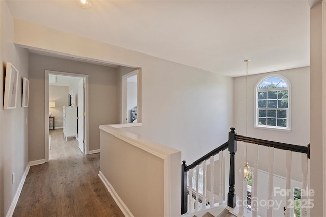 7930 Lancken Dr, Charlotte, NC 28277 - corridor with an upstairs landing and wood finished floors