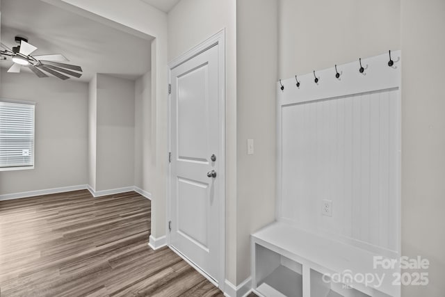 4502 Bright Rd, Charlotte, NC 28214 - mudroom featuring wood finished floors and a ceiling fan