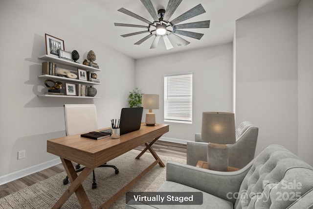 4502 Bright Rd, Charlotte, NC 28214 - office space featuring wood finished floors and a ceiling fan
