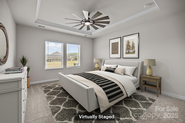 4502 Bright Rd, Charlotte, NC 28214 - bedroom featuring a raised ceiling, carpet floors, and a ceiling fan
