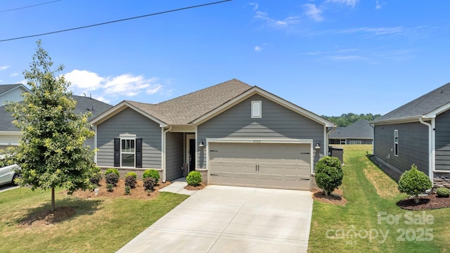 4502 Bright Rd, Charlotte, NC 28214 - single story home with concrete driveway, a front lawn, an attached garage, and roof with shingles