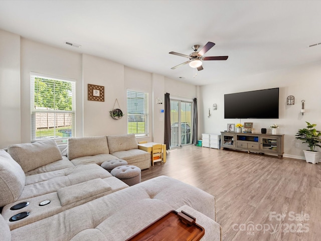 510 Park Meadows Dr, Matthews, NC 28104 - living area featuring wood finished floors and a ceiling fan