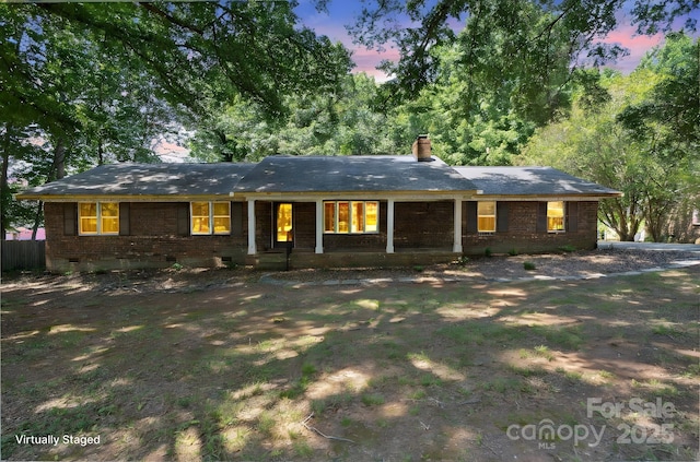 10120 Withers Rd, Charlotte, NC 28278 - single story home with brick siding, a chimney, and crawl space