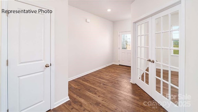 9223 Poquoson Dr, Gastonia, NC 28056 - empty room featuring french doors, wood finished floors, and recessed lighting