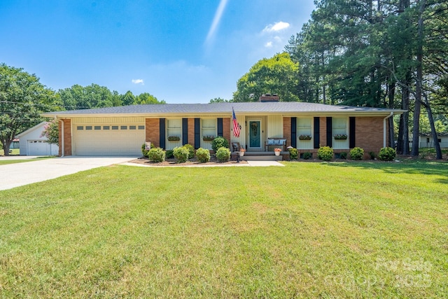 304 Sowers Ferry Rd, Salisbury, NC 28144 - single story home with brick siding, an attached garage, a front yard, and driveway