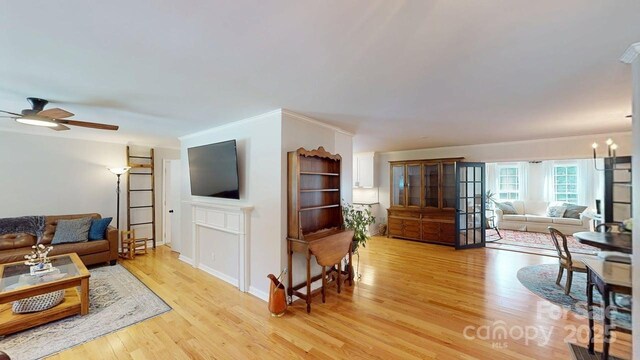304 Sowers Ferry Rd, Salisbury, NC 28144 - living area with light wood finished floors and a ceiling fan